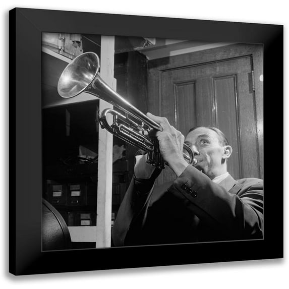 Gottlieb, William 12x12 Black Modern Framed Museum Art Print Titled - Wingy Manone New York 1947