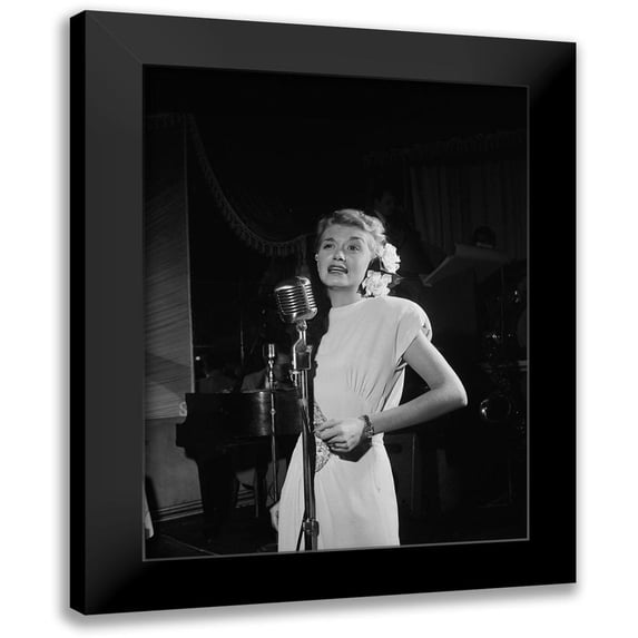 Gottlieb, William 12x14 Black Modern Framed Museum Art Print Titled - June Christy-Club Troubadour-New York 1947
