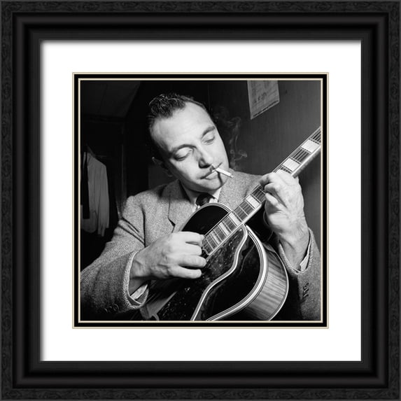Gottlieb, William 15x15 Black Ornate Wood Framed with Double Matting Museum Art Print Titled - Django Reinhardt