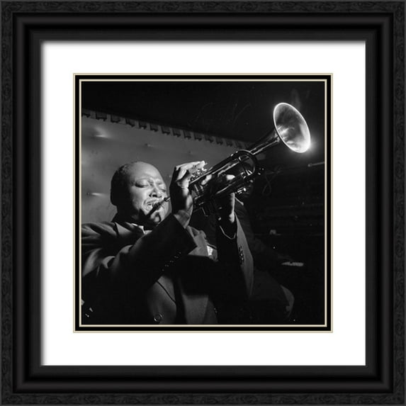 Gottlieb, William 15x15 Black Ornate Wood Framed with Double Matting Museum Art Print Titled - Sidney De Paris-Jimmy Ryans Club-New York 1947