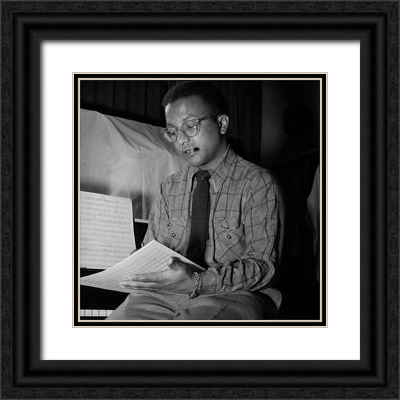 Gottlieb, William 26x26 Black Ornate Wood Framed with Double Matting Museum Art Print Titled - Billy Strayhorn-New York