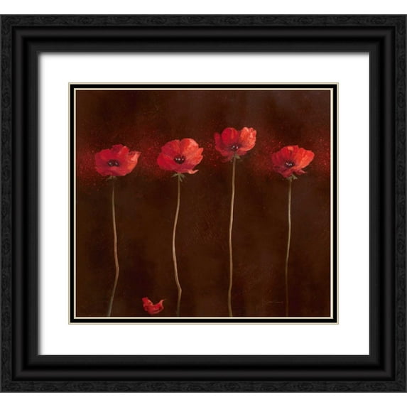 Gottschlag 22x20 Black Ornate Wood Framed with Double Matting Museum Art Print Titled - Poppy Family 1