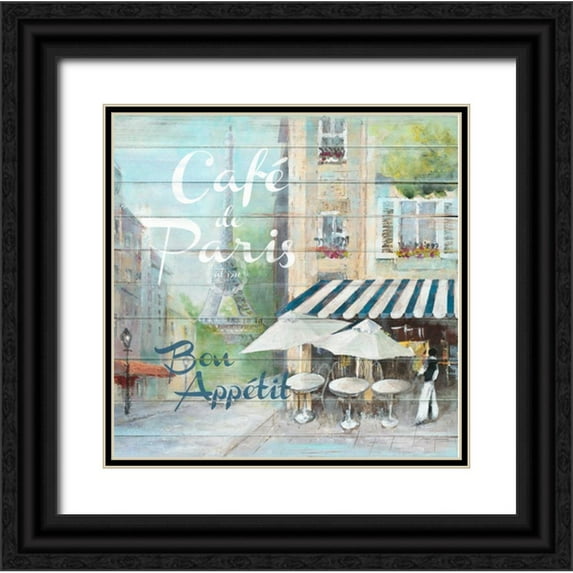 Gottschlag, Jurgen 12x12 Black Ornate Wood Framed with Double Matting Museum Art Print Titled - Cafe De Paris Bon Appetit