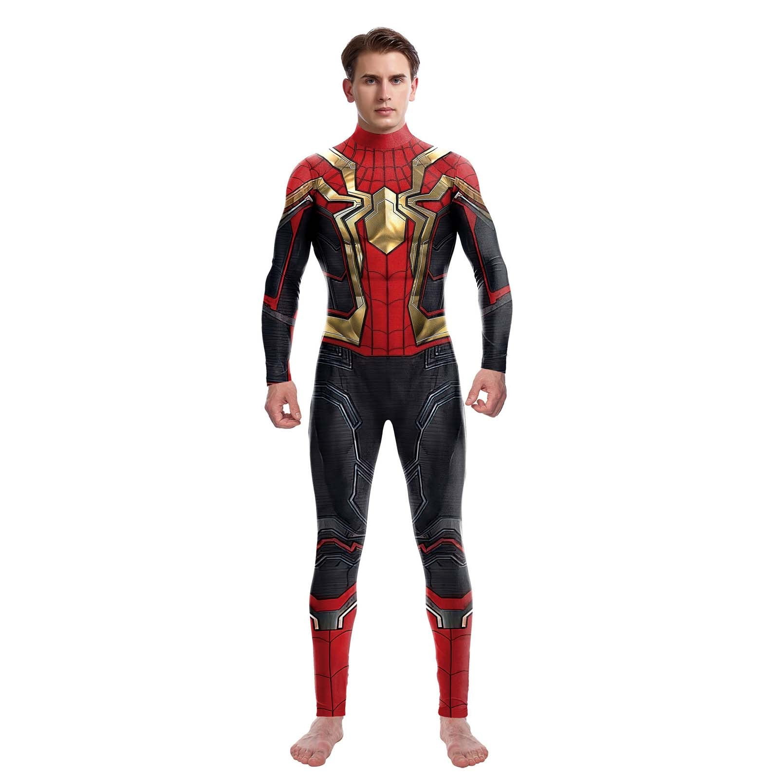 Gottsw Boys Spider Superhero Man Jumpsuit Costume, Halloween Fancy Dress Party Spiderhero Man Cosplay Costumes for Kids