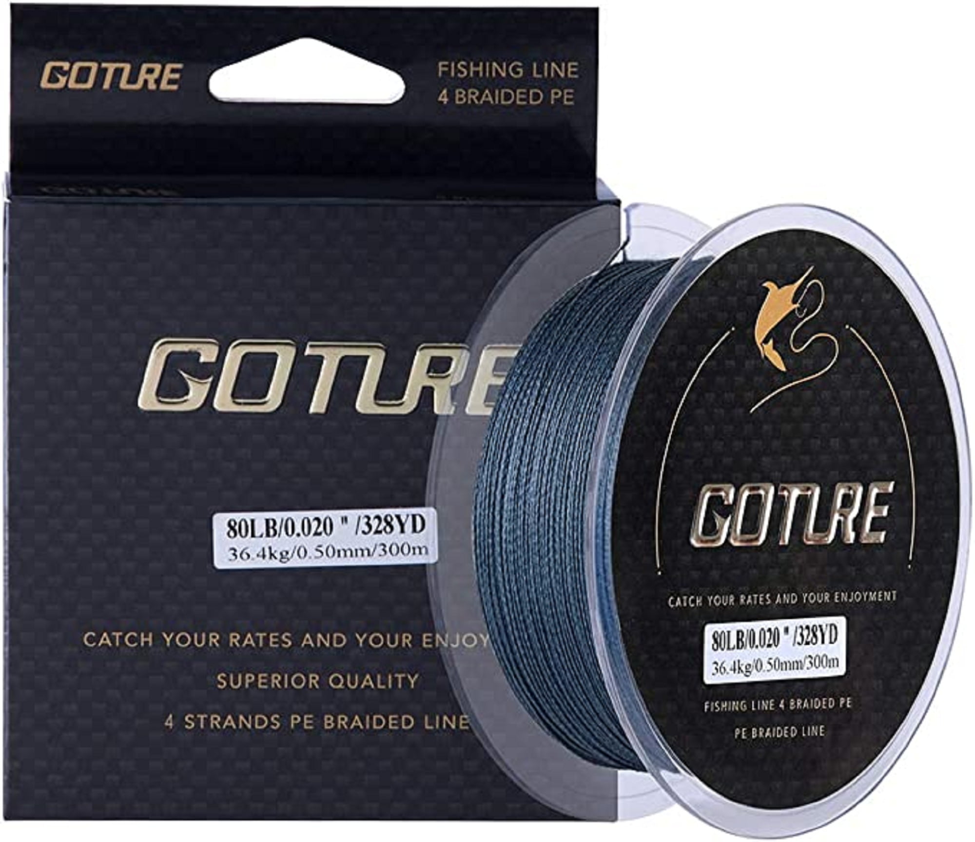 Goture 4-Strand Weave//Braided Fishing Line 8-102LB No Memory Smooth Finish-Improved Colorfastness