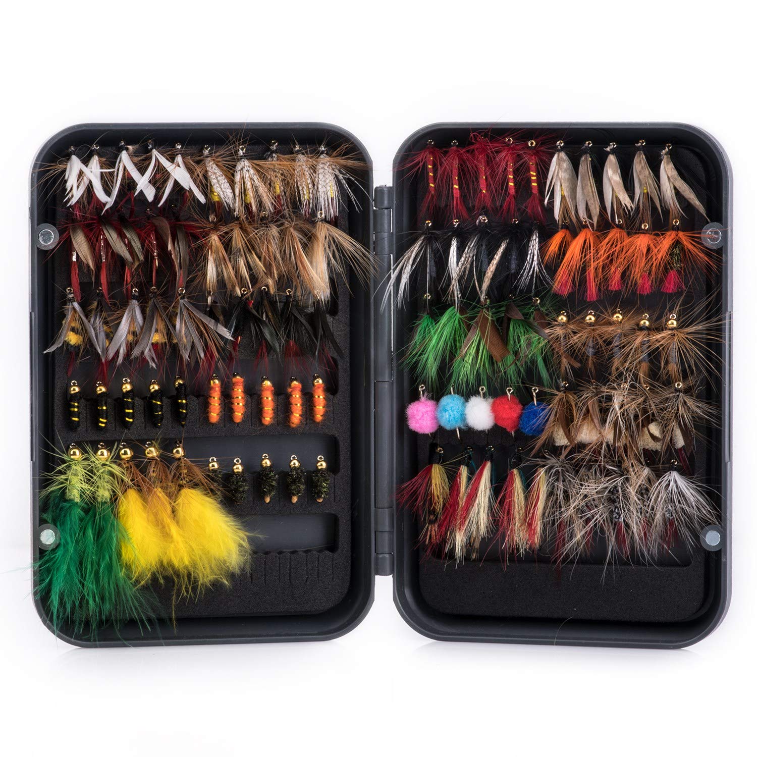 Goture Fly Fishing Flies Kit 10/30/40/76/100pcs Fly Fishing Lures