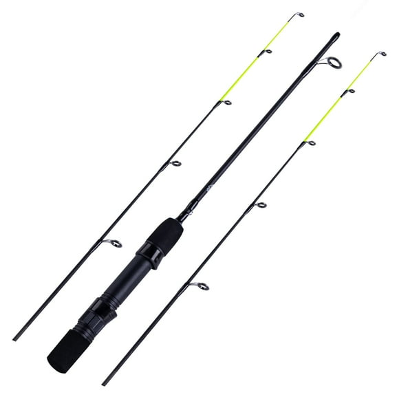 Goture Two Tip Ice Fishing Rod, High Visibility Ice Fishing Spinning Rod with Cork Handle, Black, 28"- Medium Light/Medium