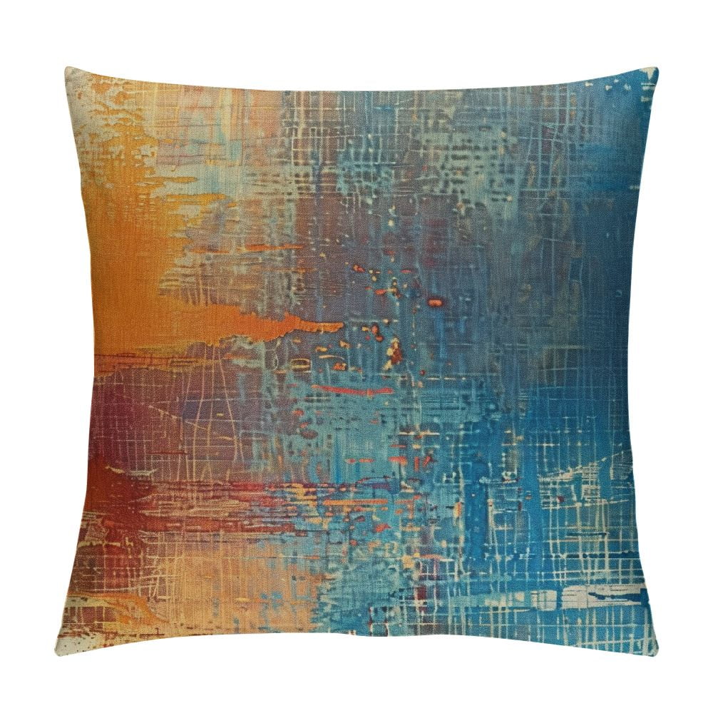 Gotuvs Blue and Orange Decorative Throw Pillow Covers Teal Vintage