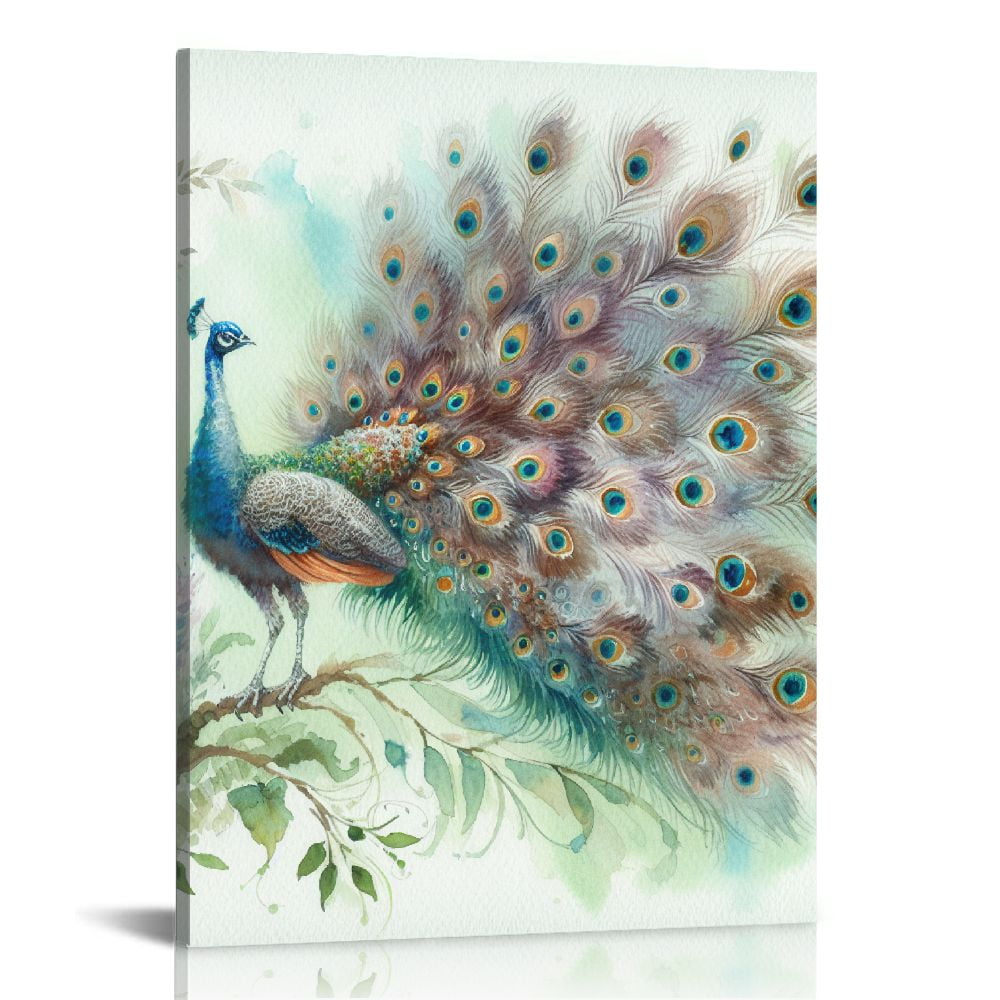 Gotuvs Blue Peacocks Wall Art Elegant Peacocks Canvas Painting Art ...