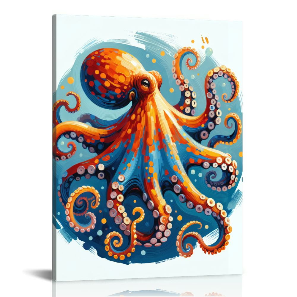 Gotuvs Canvas Print Wall Art,Octopus Under The Sea Modern Gallery Wall