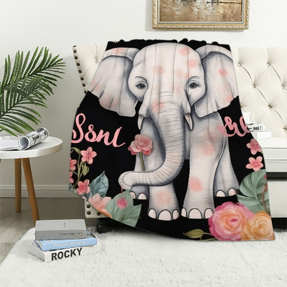Gotuvs Elephant Blanket Pink Elephant Gifts for Women Just A Girl Who