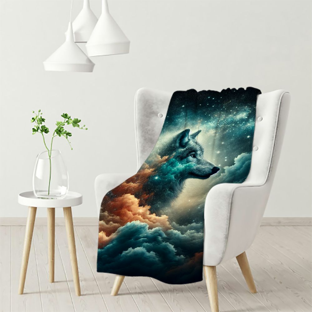 Gotuvs Golden Moon Wolf Blanket for Bed, Crescent Moon Throw Blanket for Women, Men and Kids