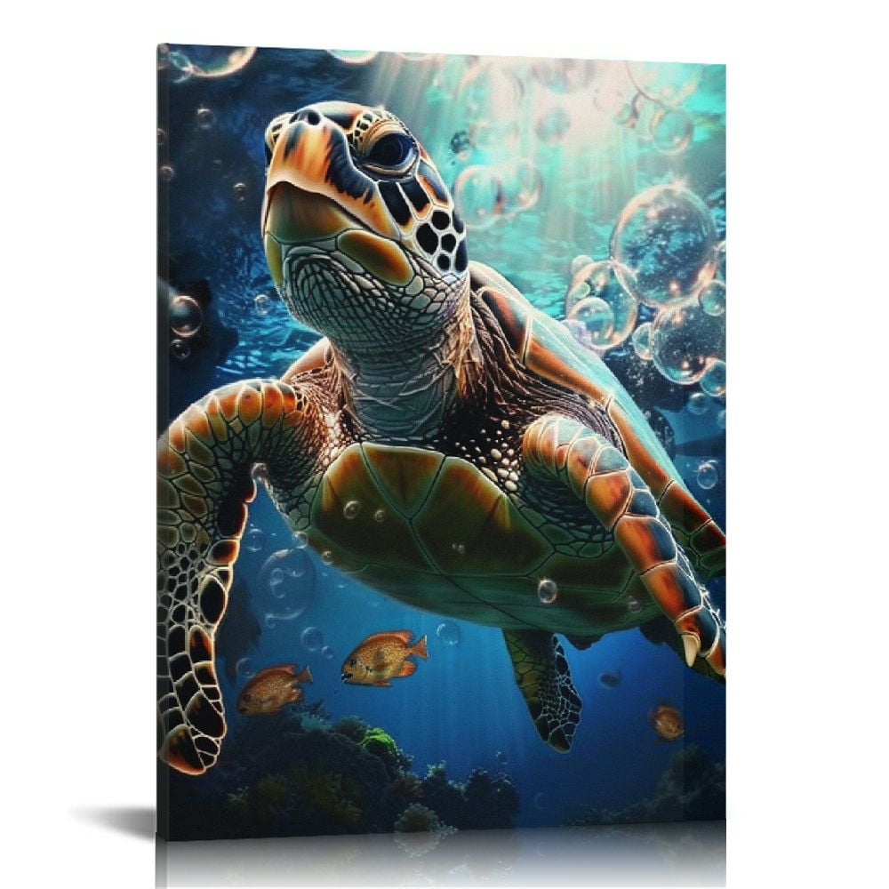 Gotuvs Green Sea Turtle Wall Decor, Tropical Canvas Wall Art Prints