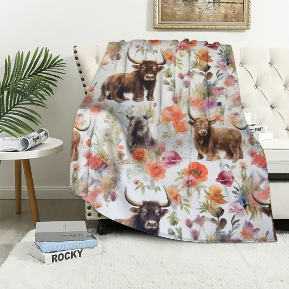 Gotuvs Highland Cow Gifts Blanket Bed Throw Blanket Soft Lightweight Cozy Warm Blankets for Kids