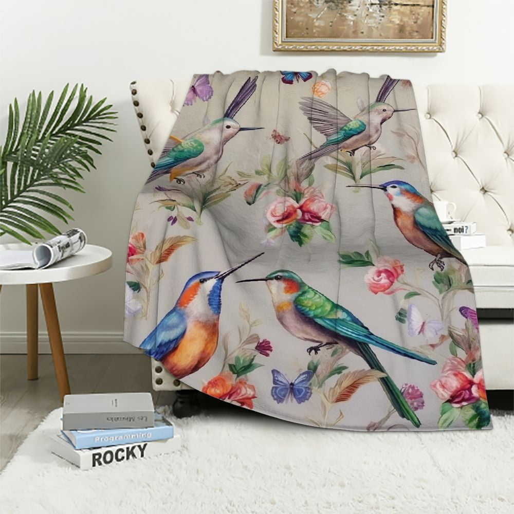 Gotuvs Hummingbird Flannel Throw Blanket Super Soft Cozy Hummingbird