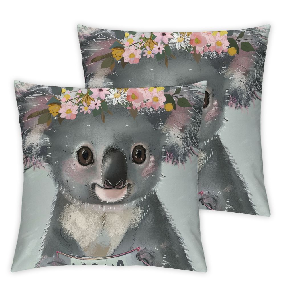 Gotuvs Just A Girl Who Loves Koalas Throw Pillow Cover,Cute Floral