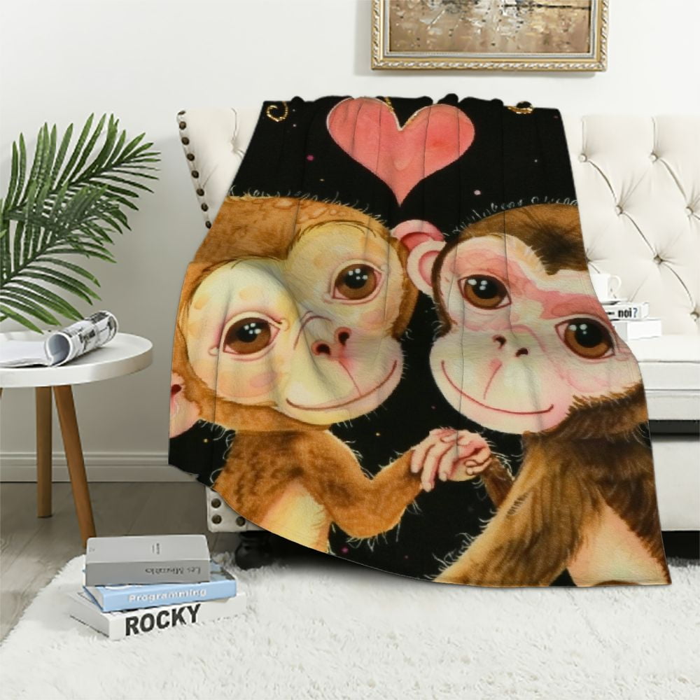 Gotuvs Monkey Blanket for Girls Just Girl Who Loves Monkey Throw