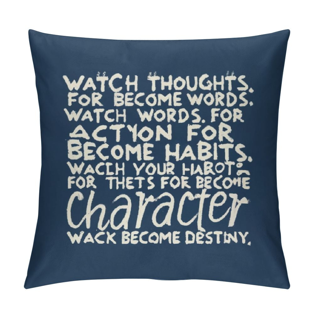 Gotuvs Quote Pillow Cover, Watch Your Thoughts Motivational Words