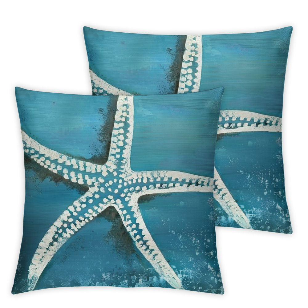 Gotuvs Set of 2 Sea Turtle Pillow Covers Beach Theme Starfish Throw