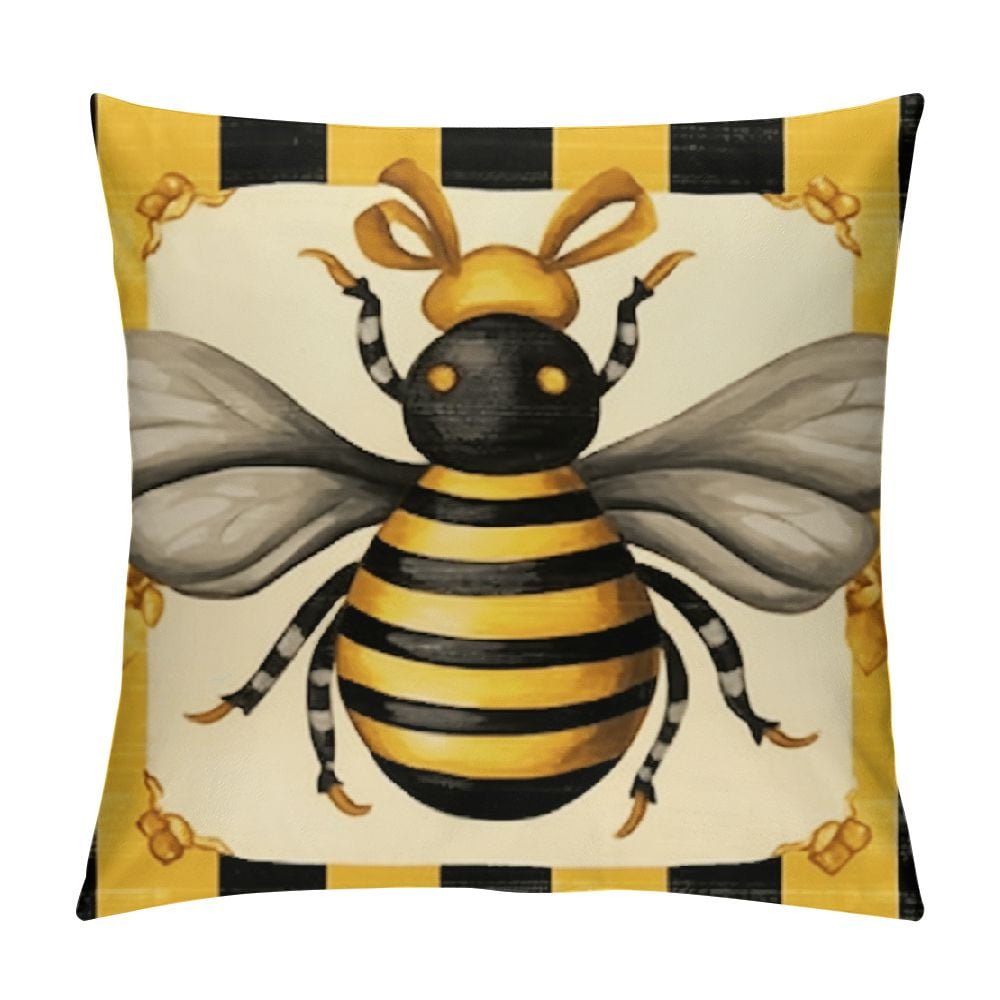 Gotuvs Summer Bee Happy Bee Kind Decorative Throw Pillow Covers, Spring ...