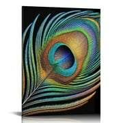 Gotuvs T&H XHome Wall Art on Canvas Print Peacock Feather Arts Office Artwork Home Decoration Living Room Bedroom Bathroom Giclee Walls Decor,Wooden Framed Ready to Hang