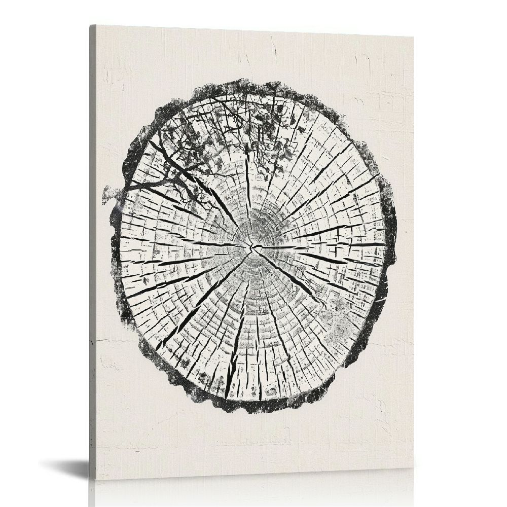 Gotuvs Tree Ring Neutral Gray Modern Wall Art Decor,Aesthetic Posters