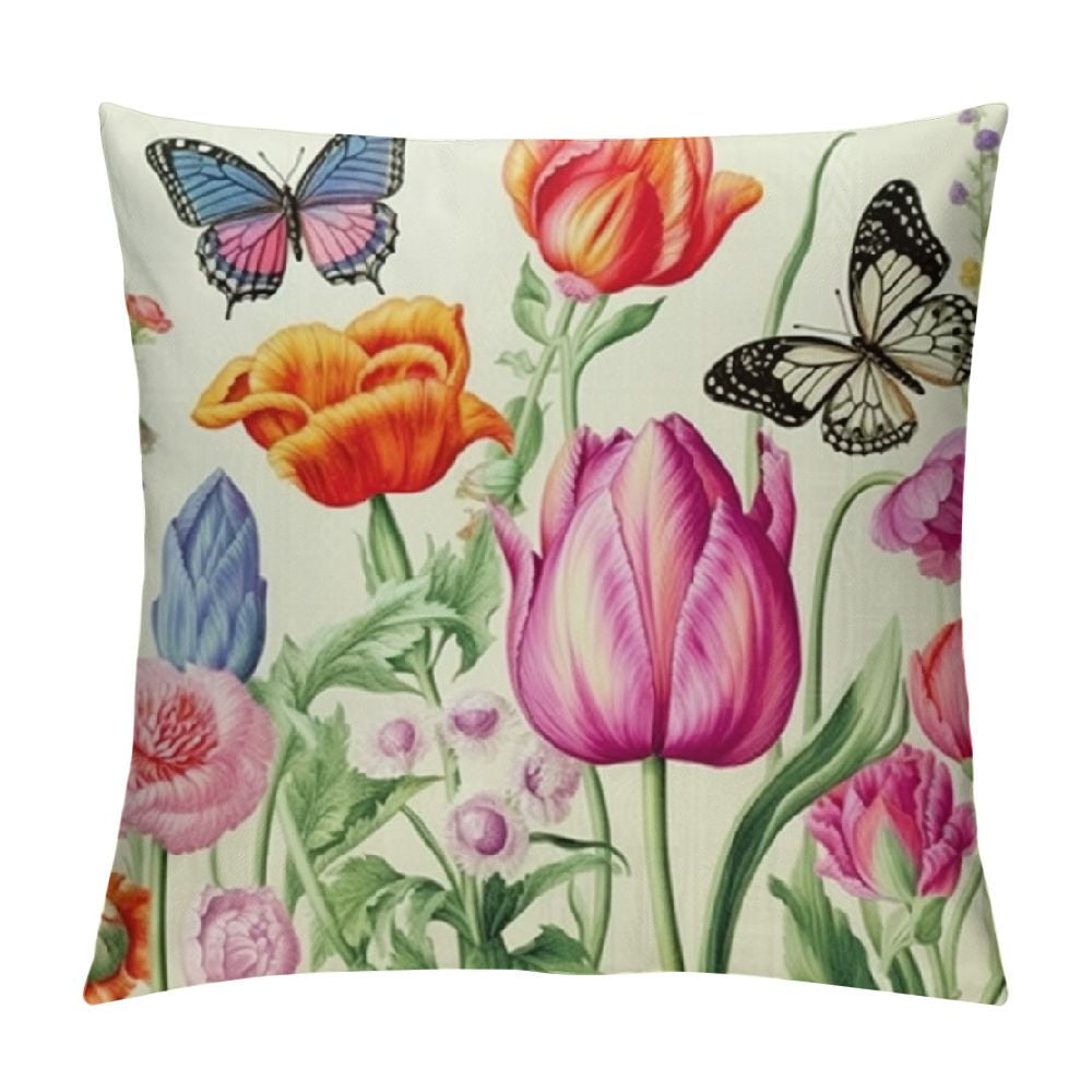Gotuvs Tulip Spring Floral Pillow Covers Farmhouse Garden Colorful