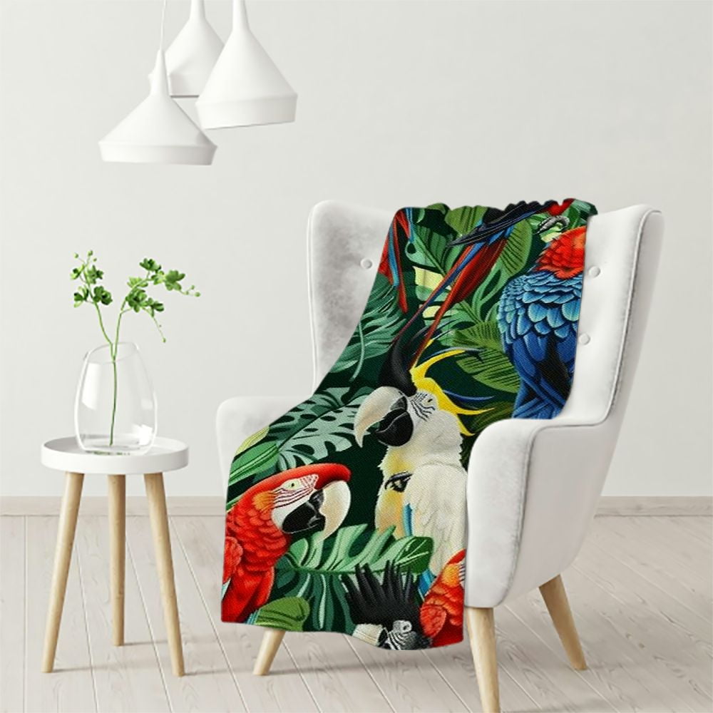 Gotuvs Watercolor Birds Throw Blanket Cute Toucan Parrot Wild Animal