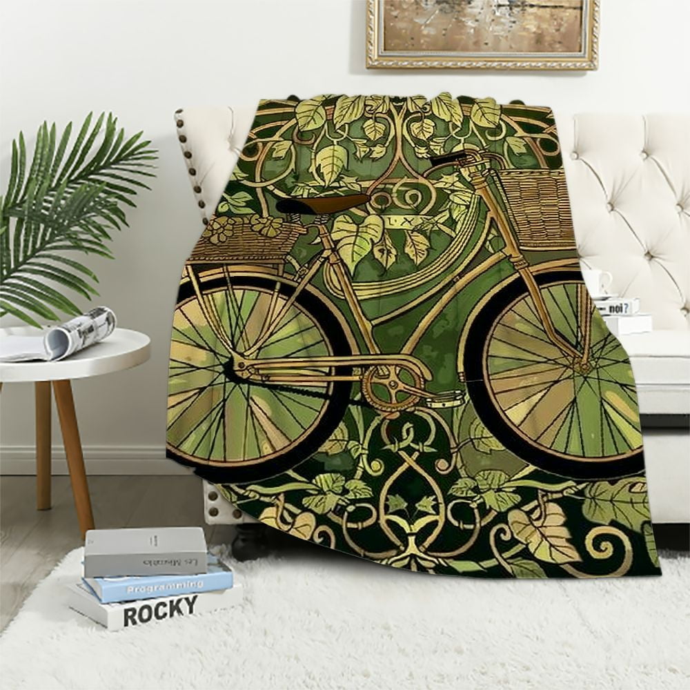 Gotuvs Wearable Blanket Green Bicycle with Shamrock Leaves Hooded Robe ...