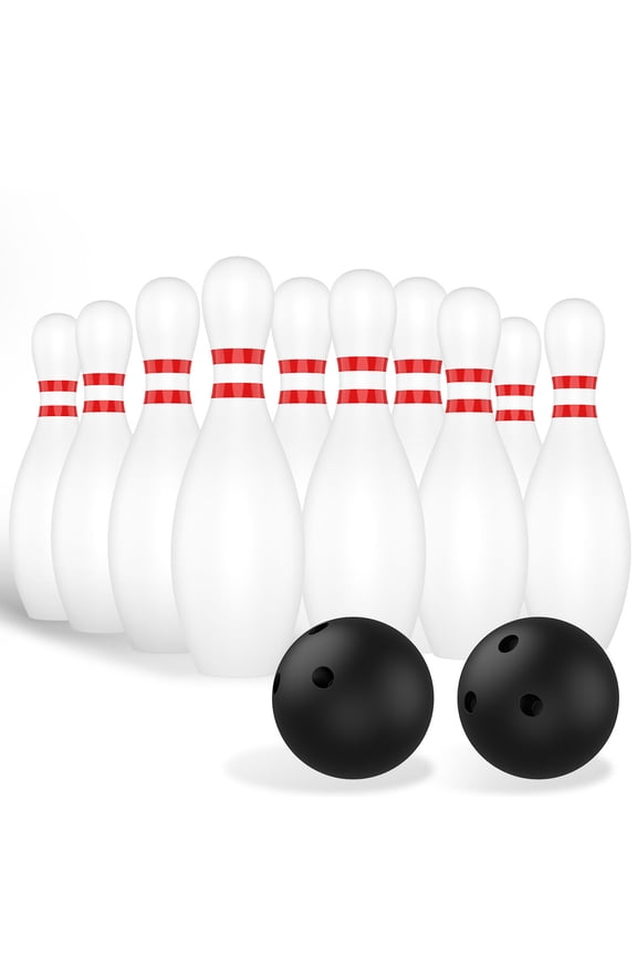 12 Pcs Kids Bowling Set Includes 10 Classical White Pins and 2 Balls Portable Indoor Outdoor Toddler Bowling Games Gifts for Boys Girls