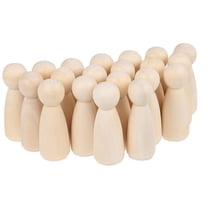 Gotydi 20 Pack Wooden Peg Dolls Unfinished Peg Natural Wood Shapes Figures Decorative Peg Doll People for Kids Painting DIY Art Craft Projects Peg Game Home Party Decor