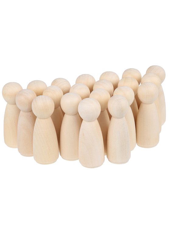 20 Pack Wooden Peg Dolls Unfinished Peg Natural Wood Shapes Figures Decorative Peg Doll People for Kids Painting DIY Art Craft Projects Peg Game Home Party Decor