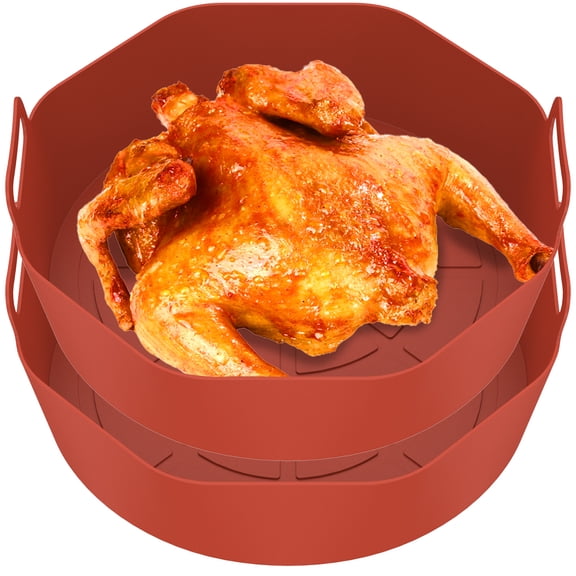 Gotydi 2Pcs Air Fryer Silicone Pot with Handle Reusable Air Fryer Liner Heat Resistant Air Fryer Silicone Basket Round Baking Pan  Silicone Air Fryer Accessories Liners for Air Fryer Oven Microwave