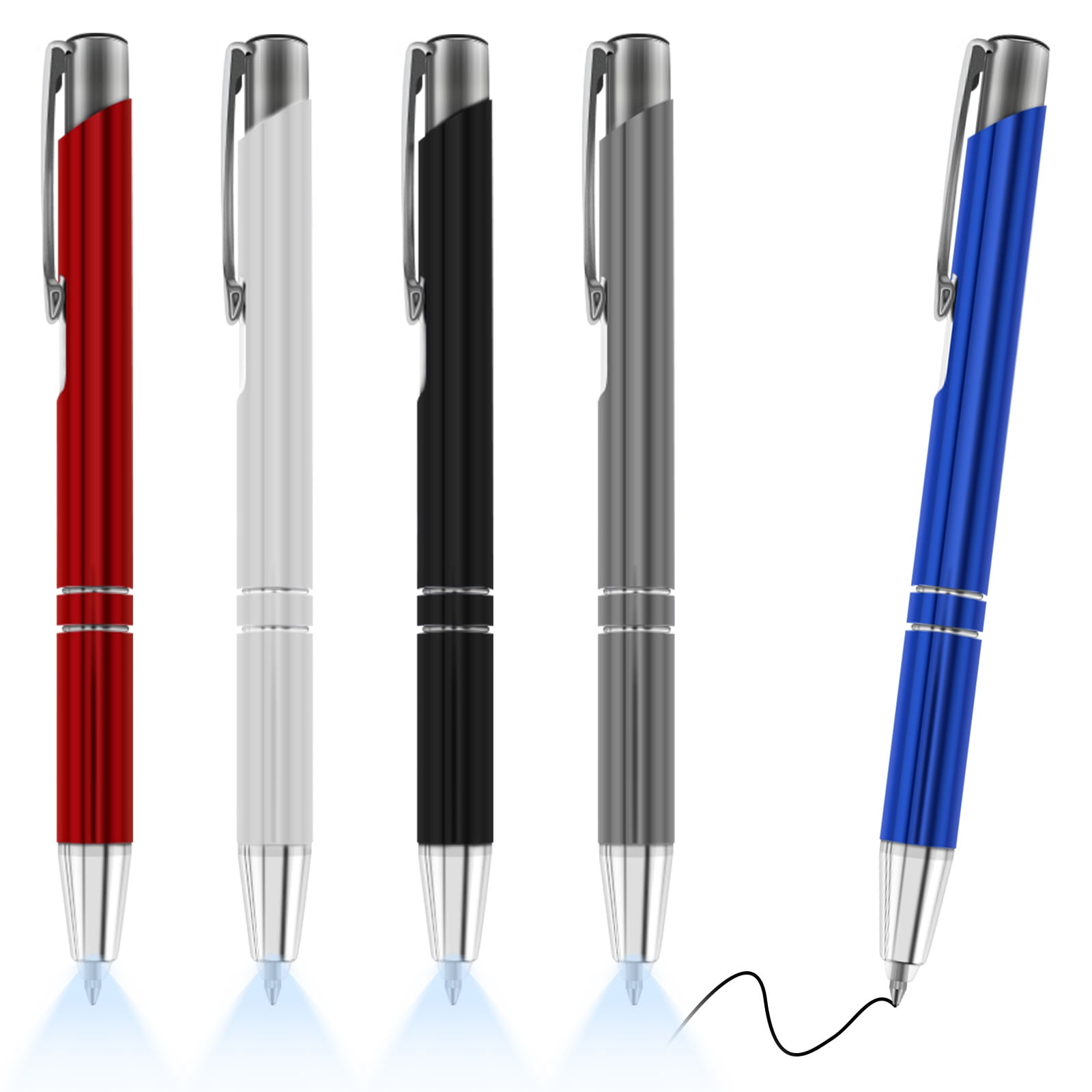 Gotydi 5Pcs Lighted Tip Pen Ballpoint Pen with LED Light for Writing in