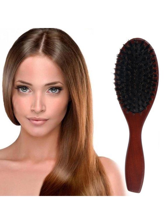 Boar Bristle Hair Brush ,Comb Oval Anti-static Paddle Hair Extension Brush, Scalp Massage ,Firm, Naturally Conditions Hair, for Women and Men