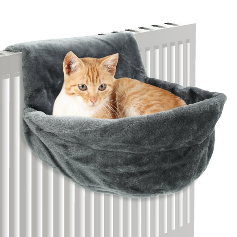 Gotydi Cat Plush Radiator Bag Soft Cat Hanging Bed with Strong and Durable Iron Frame Warm and Cosy Cat Hanging Hammock Style Home Cradle for Small Pets Kitten Puppy Dog Grey