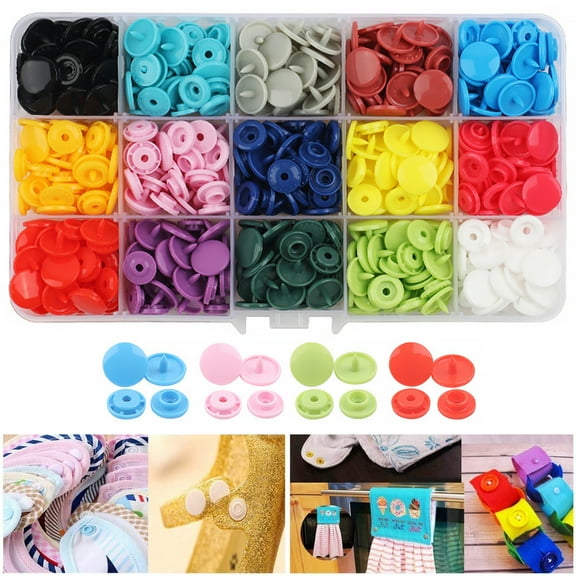 Gotydi Plastic Snap Set T5 Clothing Snap Fastener Tool Multicolor Professional Resin Press Round DIY No-Sew Button for Sewing Fabric Clothing Crafting