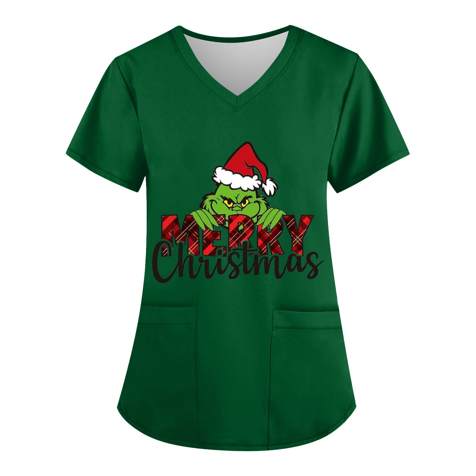Gotyou Christmas Grinch Shirt Women's Printed Short Sleeve V Neck