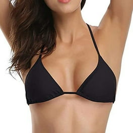 Swimwear for Girls Women s Bikini Top Push Up Padded V Neck Solid Color Basic Swimsuit Bandage Top