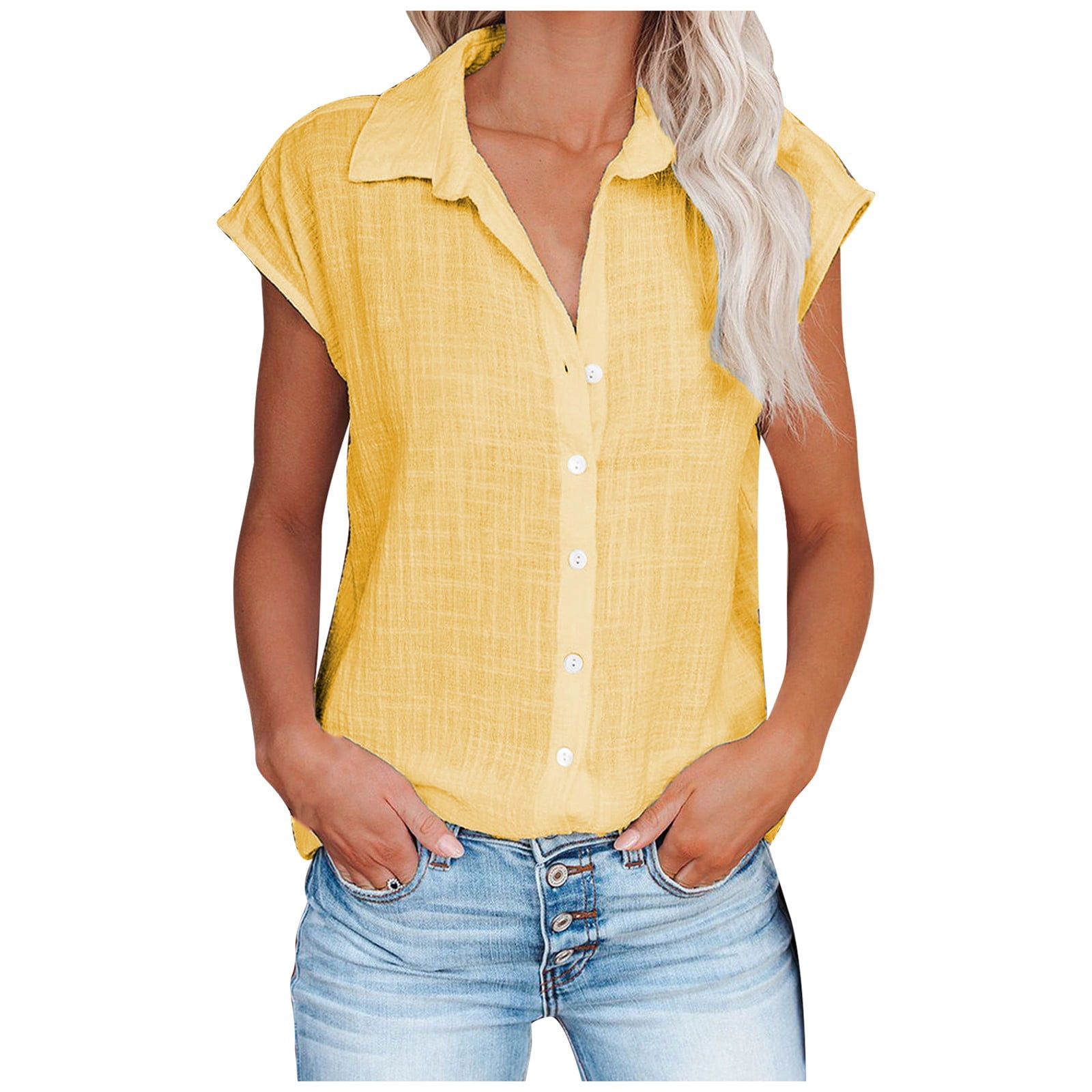 Women's Yellow Solid Shirt