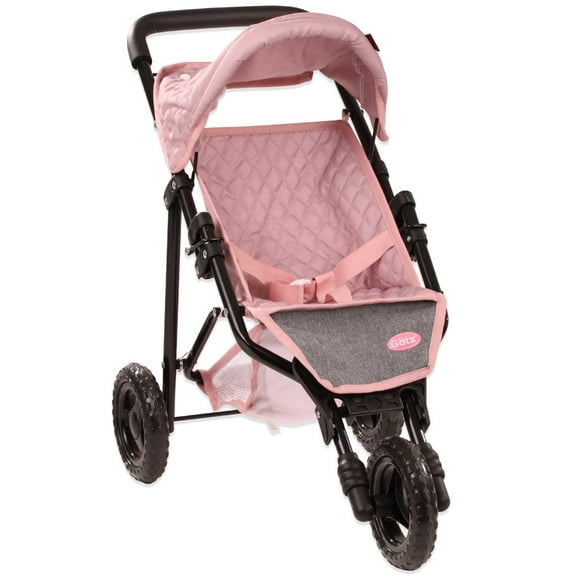 Gotz: 3Wheel Doll Buggy - Soft Mood - Pink Rose & Grey, Foldable Toy Stroller, Push Jogger, Adjustable Sunshade, Storage, Dolls Up to 19.5", Kids 3+