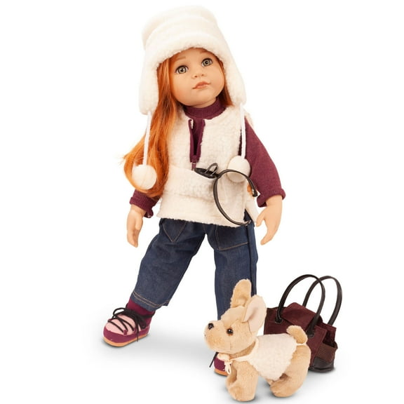 Gotz Hannah and her Dog - 19" Multi-Jointed Standing Doll Playset designed for children ages 3+ years