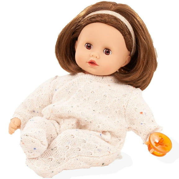 Gotz: Muffin: Cozy Knits - 13" Doll, Beige Sweater Outfit, Headband & Pacifier, SoftBody, Short Brown Hair, Sleepy Eyes, Collectible Toy, Kids3+