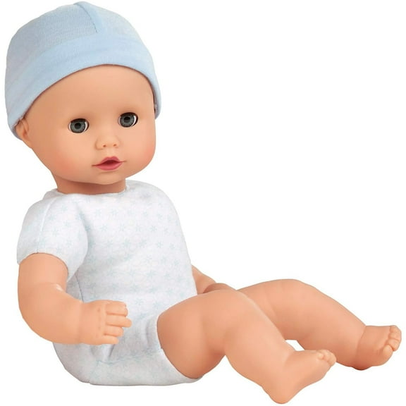 Gotz Muffin to Dress 13" Soft Cloth/Vinyl Baby Doll in Blue with Blue Sleeping Eyes