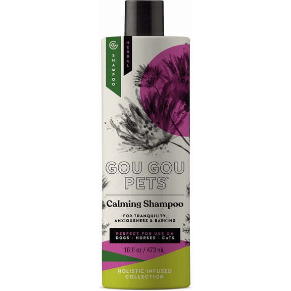 Gou Gou Pets Holistic Natural Derived Calming Pet Shampoo for Anxiety: Remove Dirt, Clean and Condition Your Pet With Natural and Clean Ingredients While Providing Stress Relief - Made in USA - 16 oz