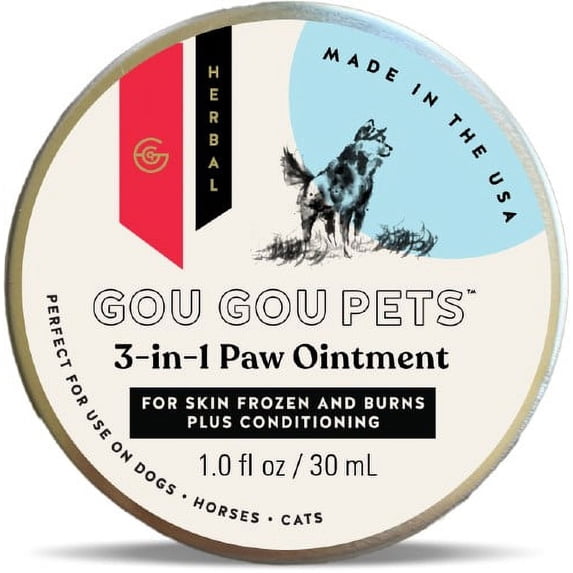 Gou Gou Pets Holistic Natural Derived Herbal 3-in-1 Paw Ointment for Dogs, Cats, Horses: Conditioning & Moisturizing for Extreme Heat & Cold Causing Frozen & Burned Paws - Made in USA - 1 oz