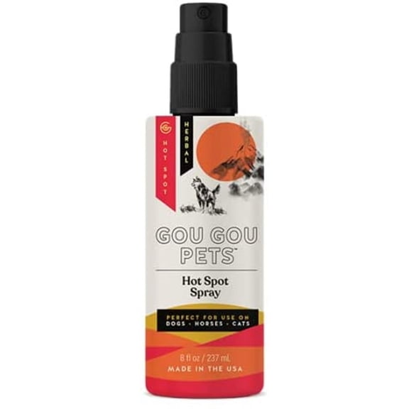 Gou Gou Pets Holistic Natural Derived Herbal Hot Spot Spray for Dogs, Cats and Horses: Fast Acting to Soothe Hot Spots, Relieve Irritated Skin, Rash, and Seasonal Allergies - Made in USA - 8 oz