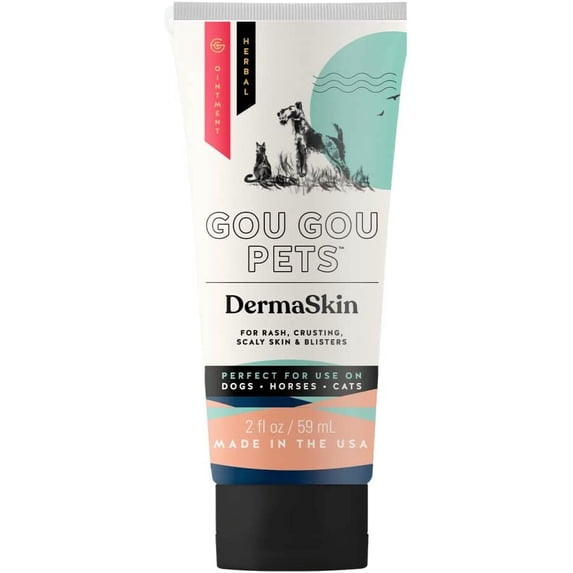 Gou Gou Pets Holistic Natural Derived Herbal Pet Care DermaSkin Dermatitis Ointment for Dogs, Cats and Horses: Relieves Rash, Crusting, Dry Skin, Skin Problems and Skin Conditions - Made in USA - 2 oz