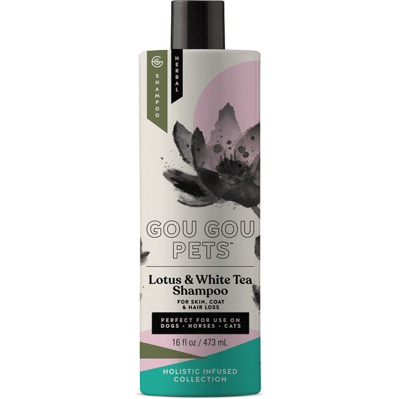 Gou Gou Pets Holistic Natural Derived Lotus and White Tea Pet Shampoo: Remove Dirt, Cleanse and Restore Your Pets Skin and Coat With Natural Ingredients - Made in USA - 16 oz