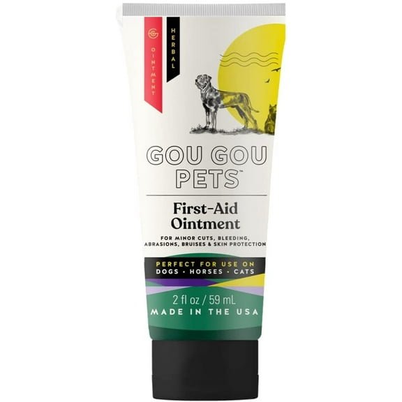 Gou Gou Pets Holistic Natural Derived First Aid Ointment for Dogs, Cats, and Horses for Many Types of Wounds: Minor Wounds, Open Wounds, Bite Wounds, Puncture Wounds and More - Made in USA - 2 oz